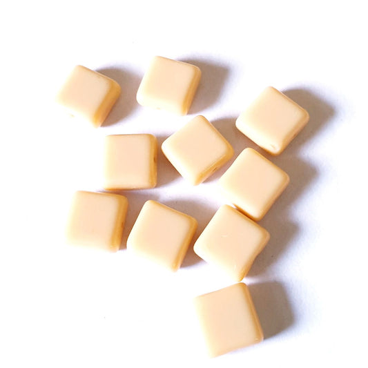 Square Tile 10x10mm Camel Opaque Czech Glass Bead - Pack of 10