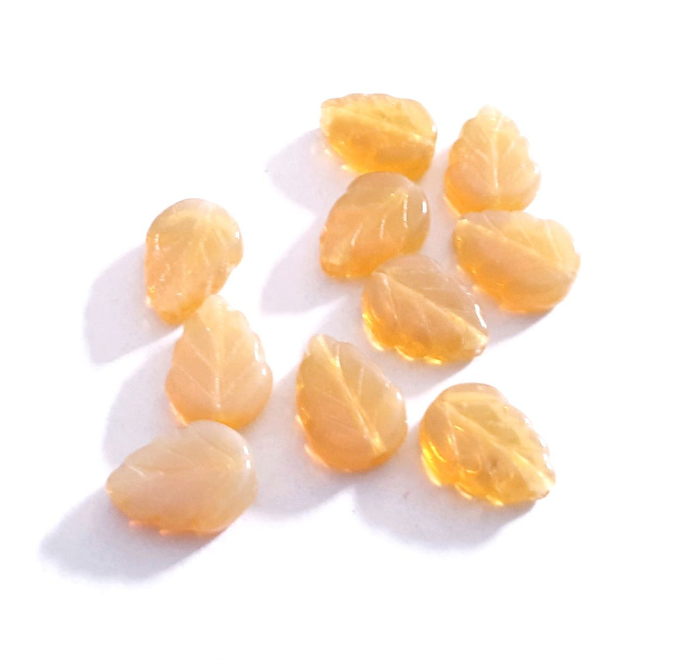 Camel Leaf 10x8mm Opalino Czech Glass Bead | Pack of 20