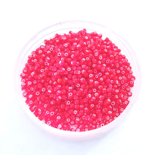 11 0 Czech Seed Bead Red White Heart