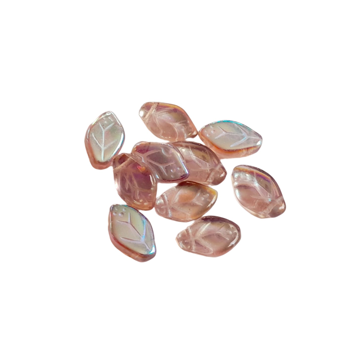 Amethyst Leaf 12x7mm AB Czech Glass Bead
