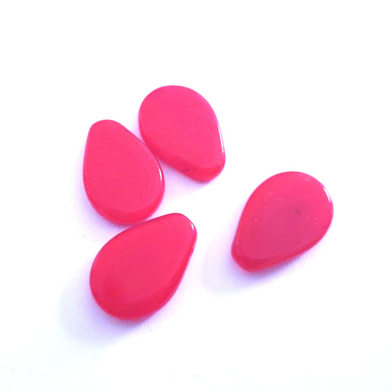 Flat Drop 12x18mm Red Opalino Flat Top Drilled Czech Glass Bead