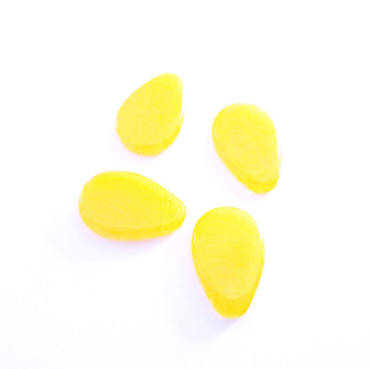 Drop 12x18mm Yellow Opalino Flat Top Drilled Czech Glass Bead