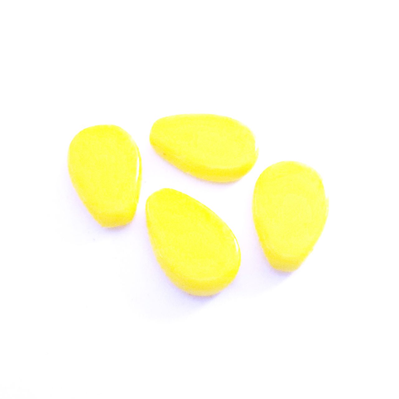 Drop 12x18mm Yellow Opaque Flat Top Drilled Czech Glass Beads