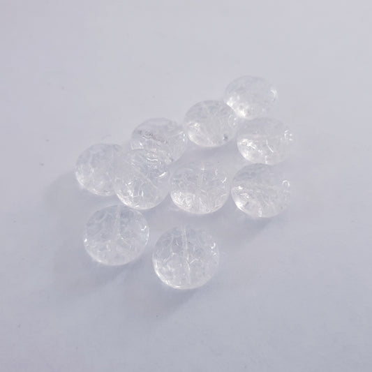 Button Bead Embossed 13mm Clear Transparent Czech Bead