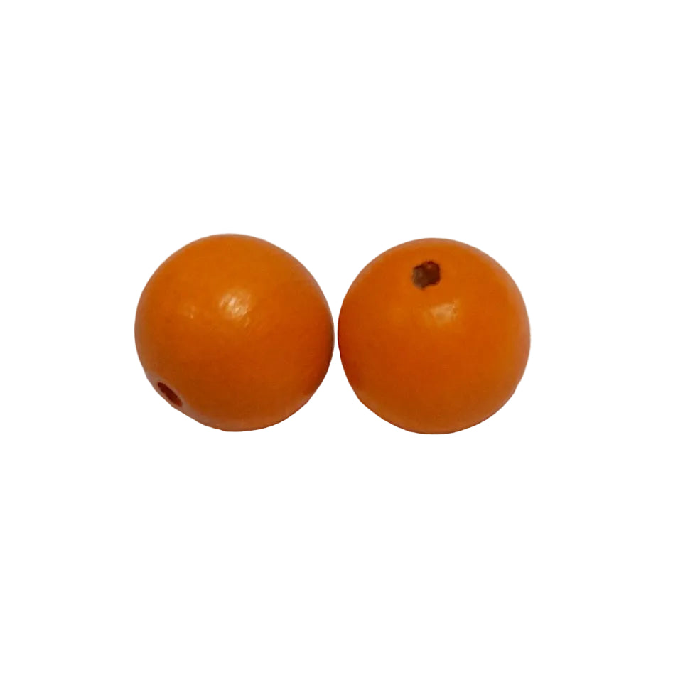 round 16mm orange beads with pre-drilled holes,