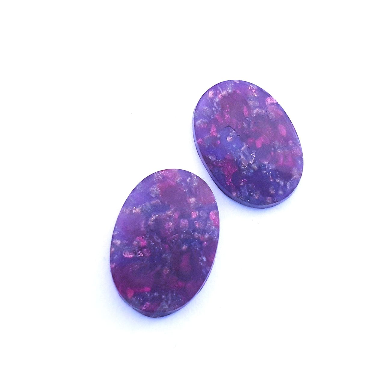 Lampwork Glass Stone Domed Oval 22x16mm Purple Fuschia Mix Aventurina