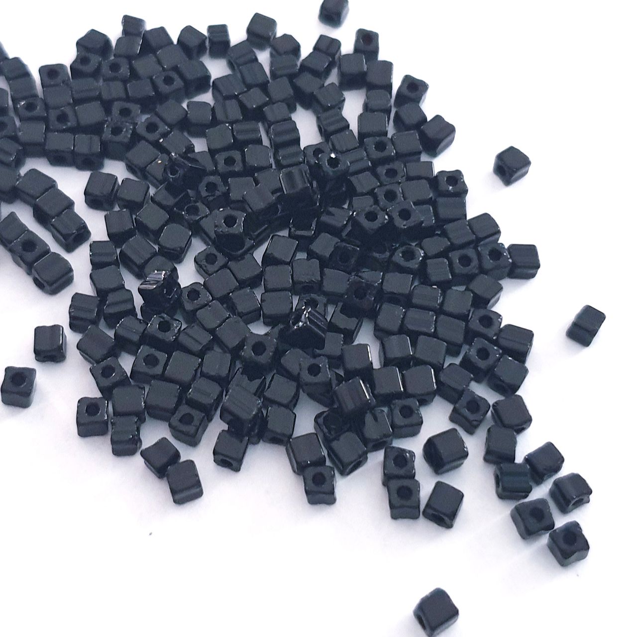 Czech Bead Black Opaque Cube 2.6x2.6mm