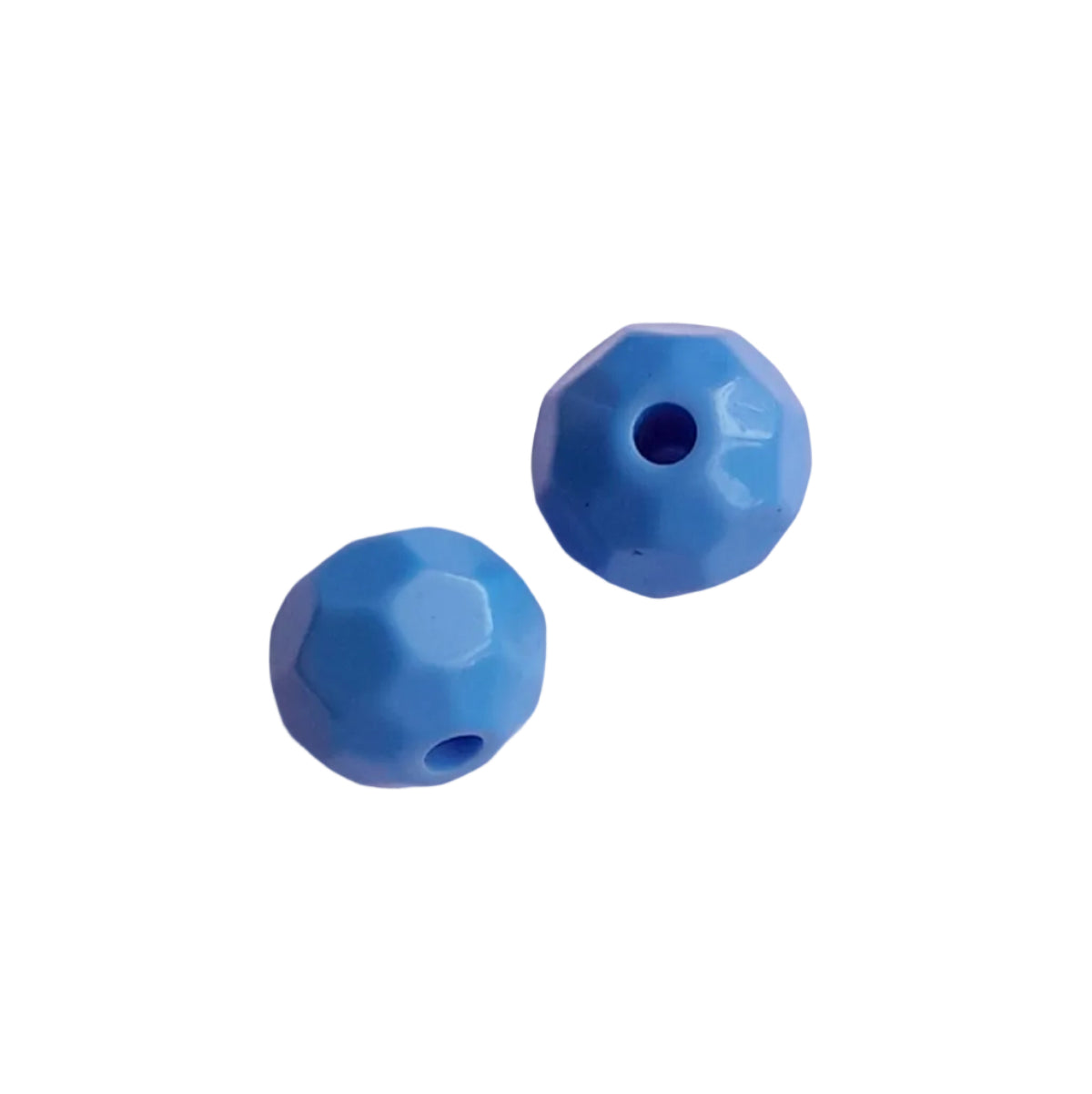 Two faceted blue beads with pre-drilled holes,