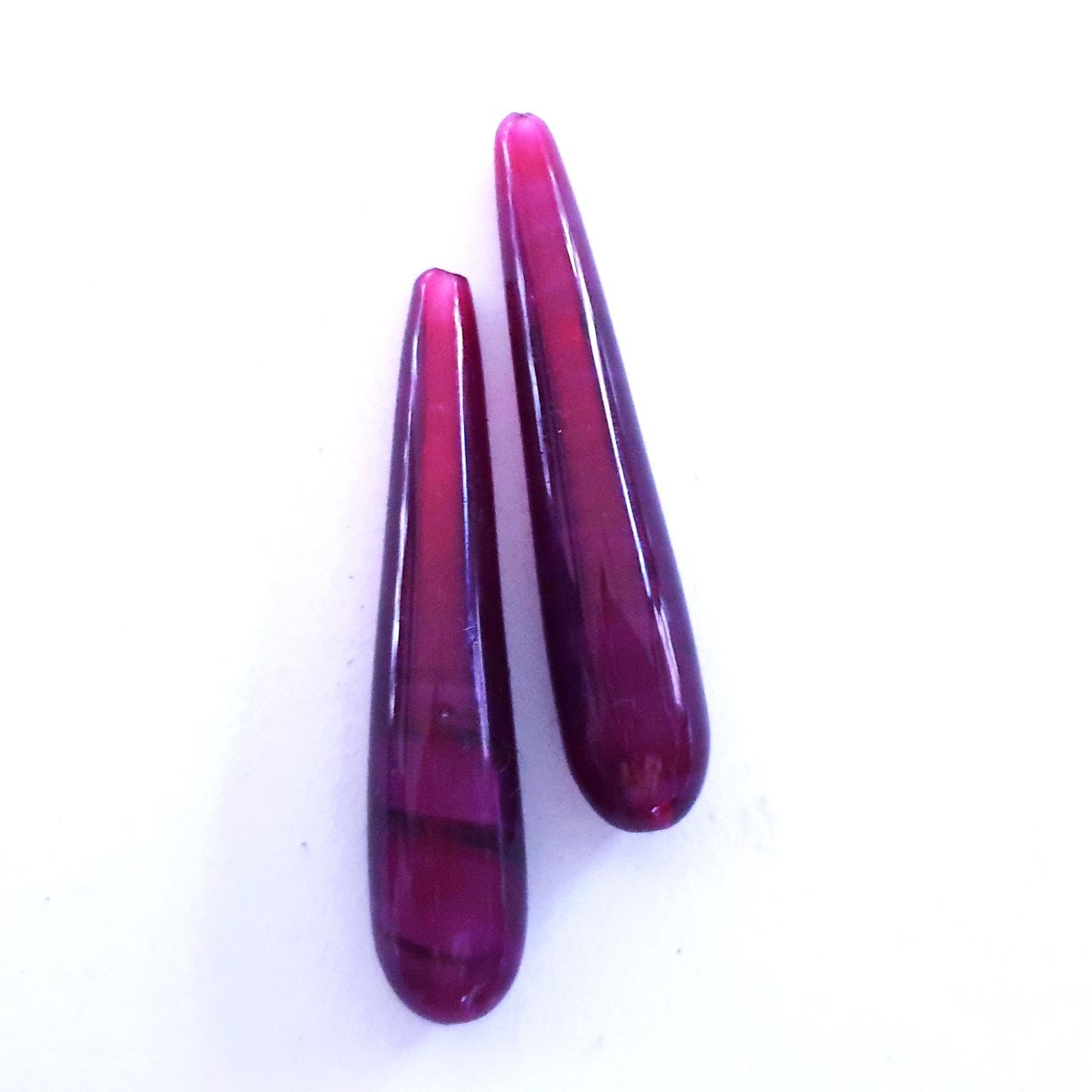 Handmade Glass Deco Tear Drop Bead Pearl Burgundy 40x10mm