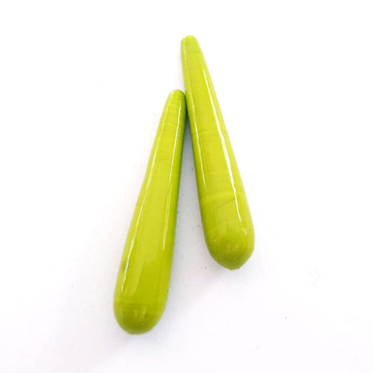 Handmade Glass Deco Tear Drop Bead Chartreuse 40x10mm