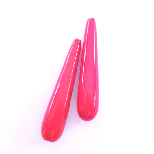 Handmade Glass Tear Drop Bead Red 40x10mm