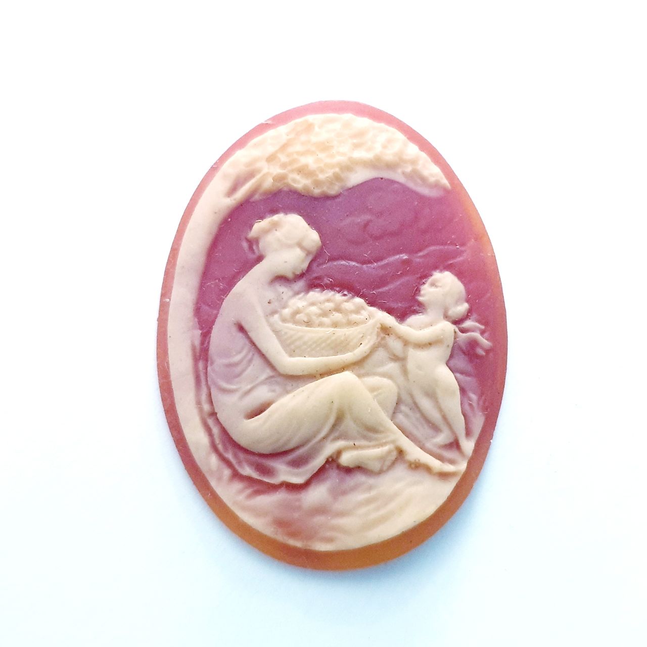 Cameo Plastic Oval 40x30mm Harvest Carnelian Ivory
