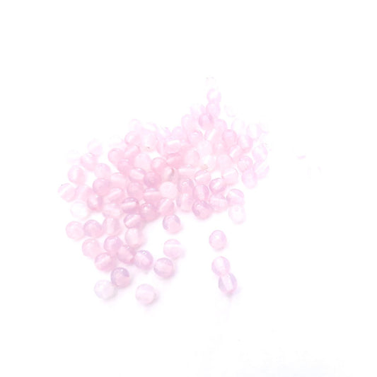 4mm Pink Round Opalino Czech Glass Bead