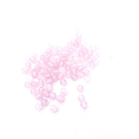 4mm Pink Round Opalino Czech Glass Bead  - Pack of 100