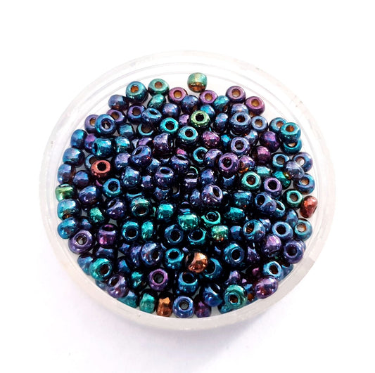 5 0 4.5mm Metallic Iris Blue Mix Czech Seed Bead