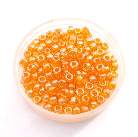5 0 4.5mm Orange Transparent Lustred Czech Seed Bead