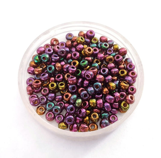 5 0 4.5mm Metallic Iris Purple Mix Czech Seed Bead