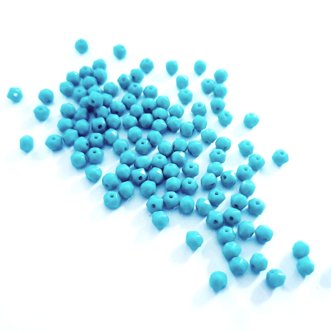 Rough Cut Facet 4mm Dark Aqua Czech Glass Bead