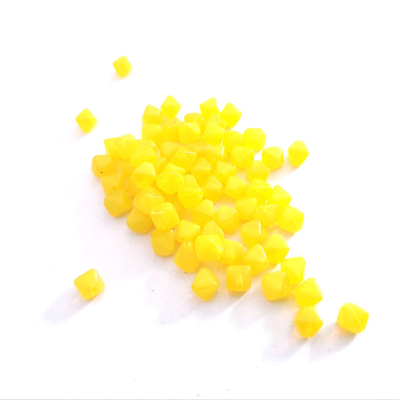 Yellow Opalino Bicone Czech Glass Bead 6mm