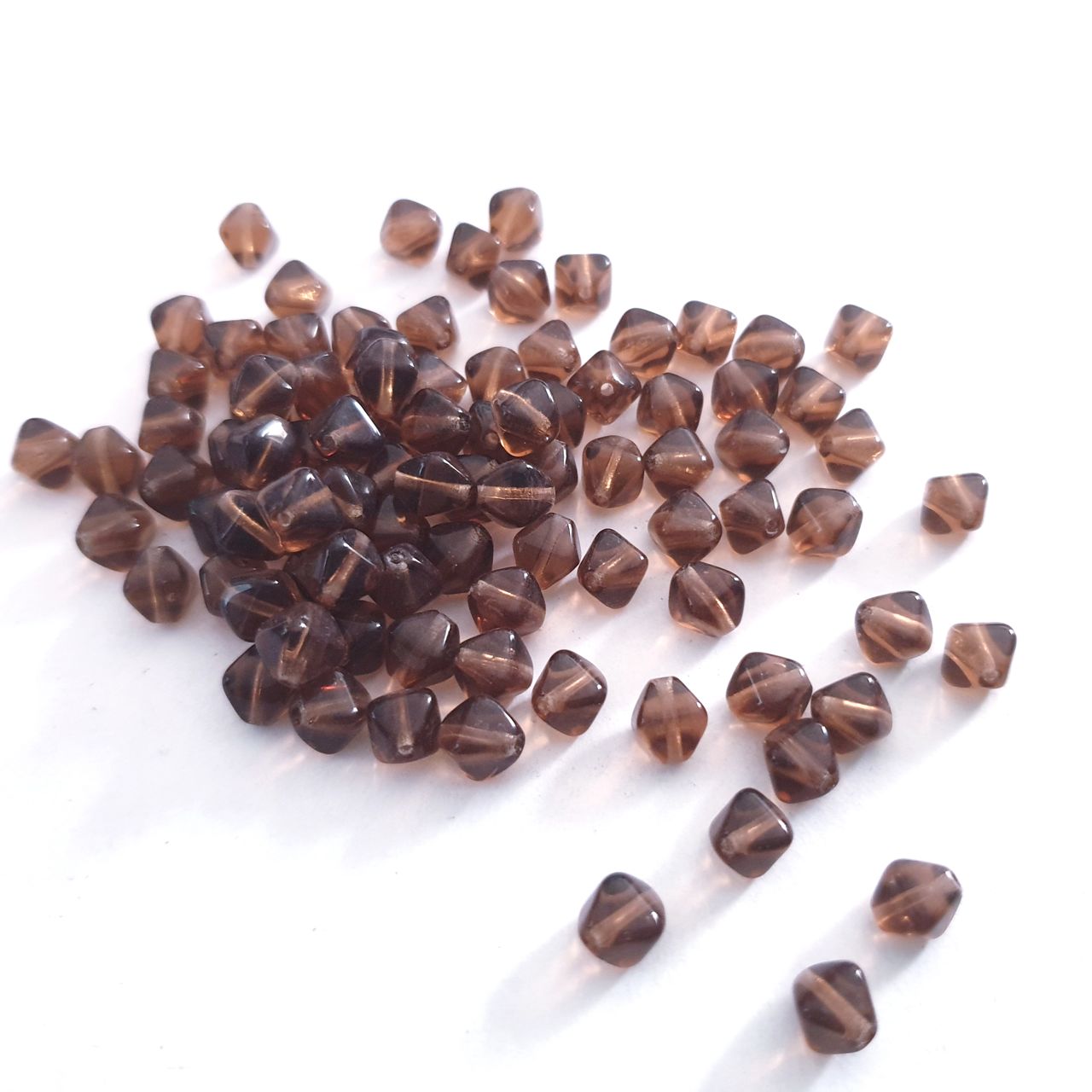 Smokey Topaz Bicone Czech Glass Bead 6mm