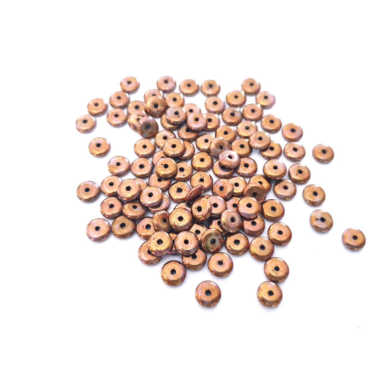 Saucer Czech Glass Bead Metallic Bronze 6mm - Pack of 100