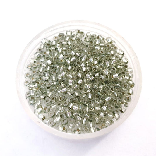 8 0 Czech Seed Bead Green - Sage Silverlined