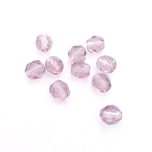 8mm Light Amethyst Transparent Czech Fire Polished Bead