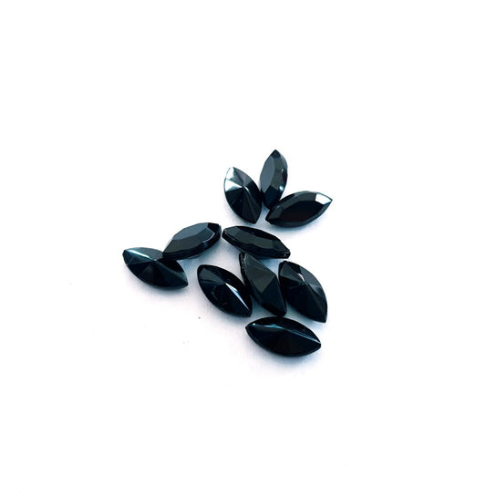 Pointed Back Glass Chaton Navette Black Opaque 8x4mm