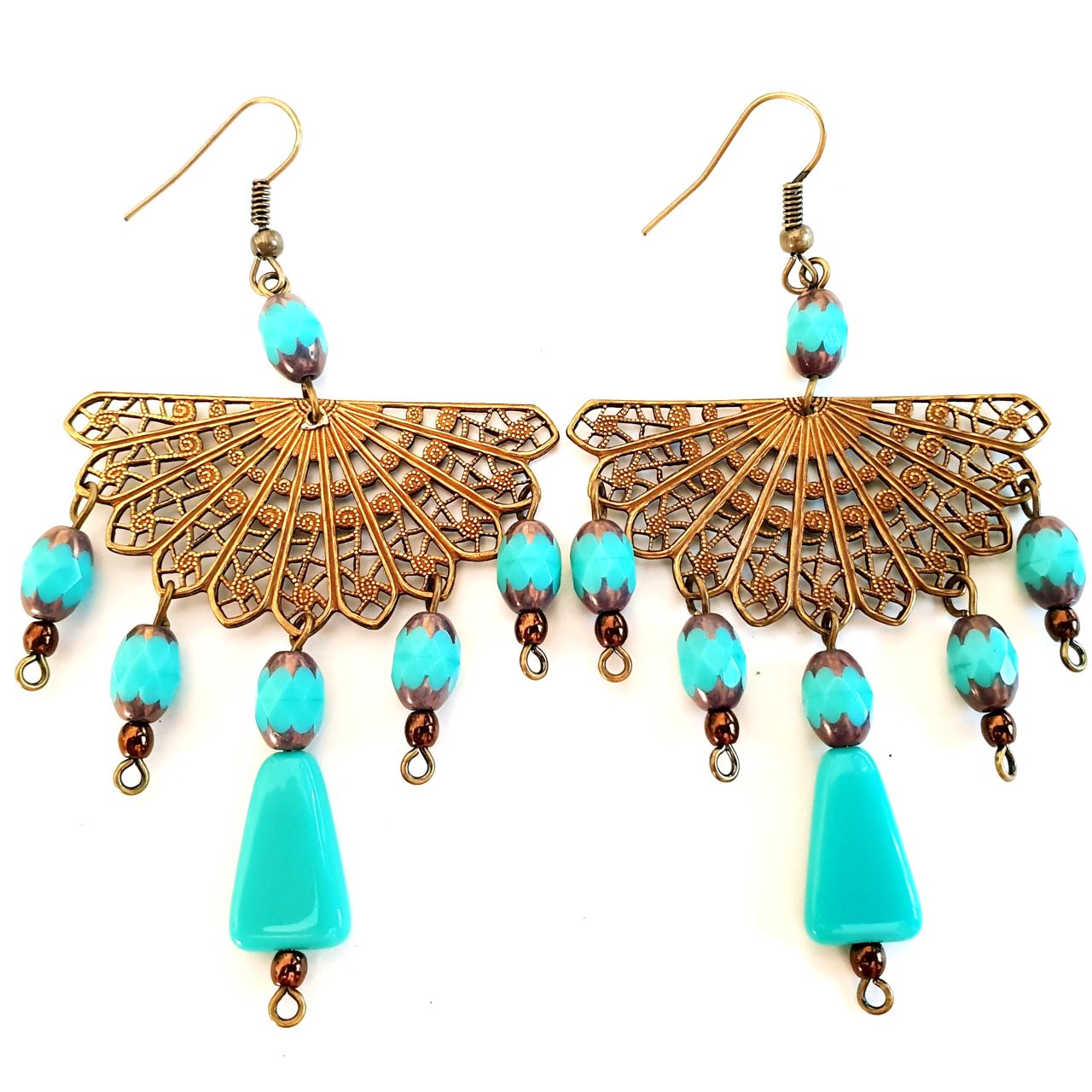 Triangle Aqua Blue Deco 6x16mm Czech Glass Bead