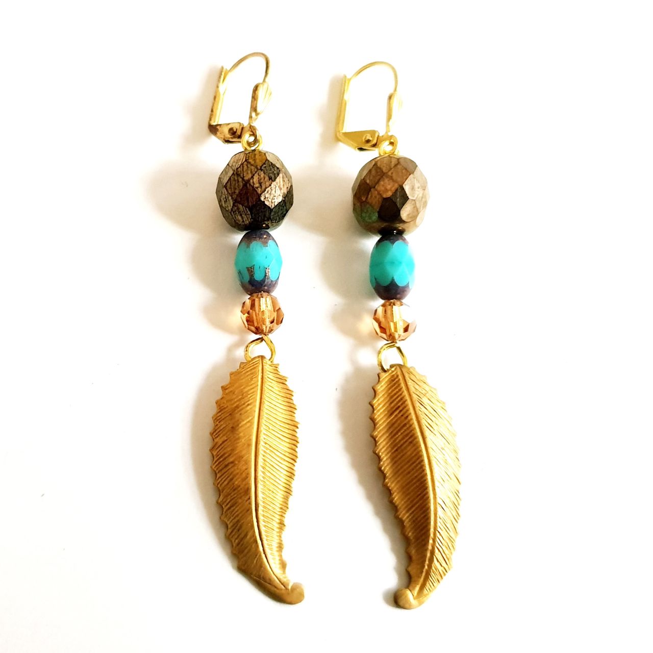 Cathedral Czech Glass Bead 8x6mm Oval Aqua Bronze Crown - Pack of 10