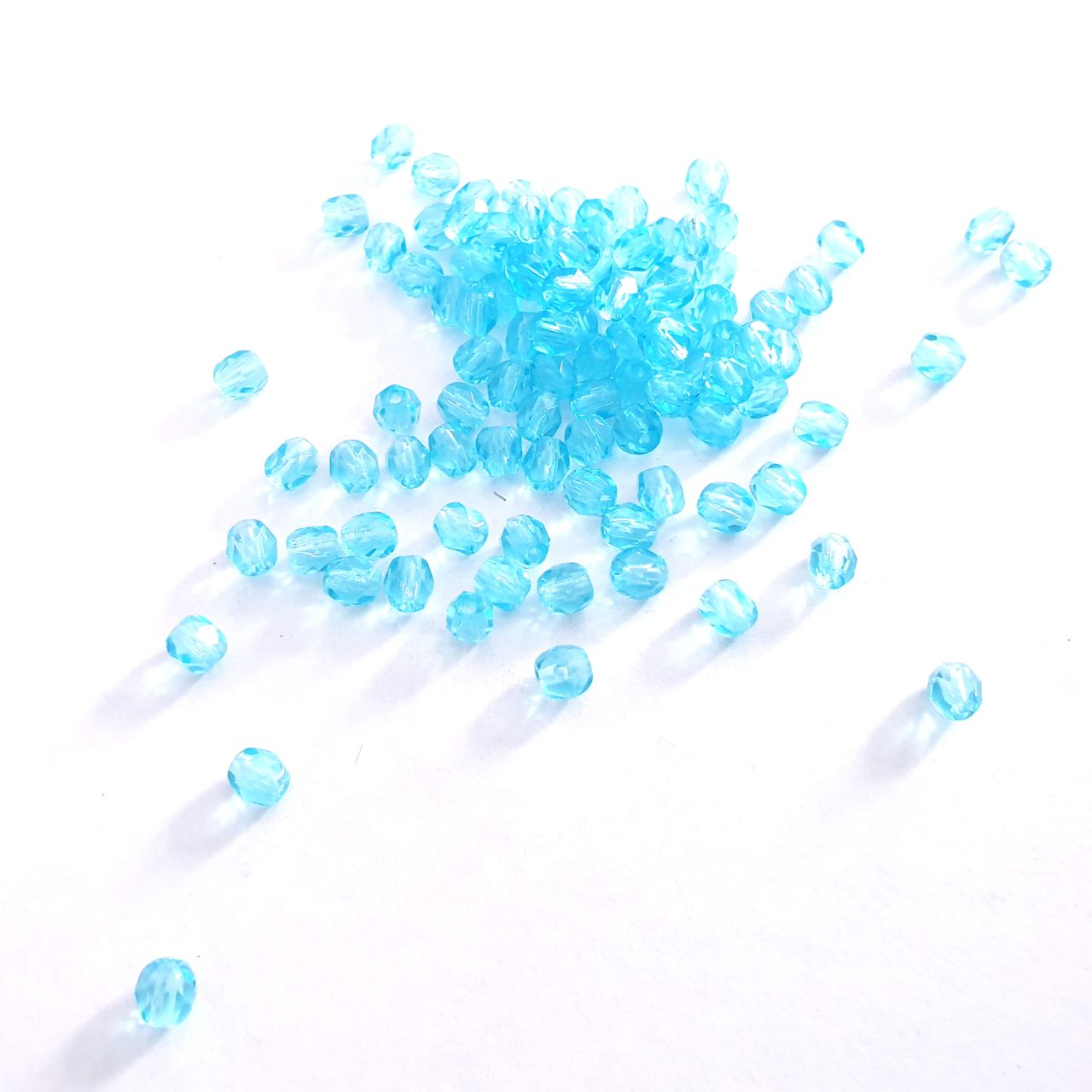 4mm Aquamarine Transparent Czech Fire Polished Bead
