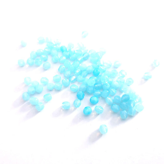4mm Baby Blue Opalino Czech Fire Polished Bead - Pack of 100