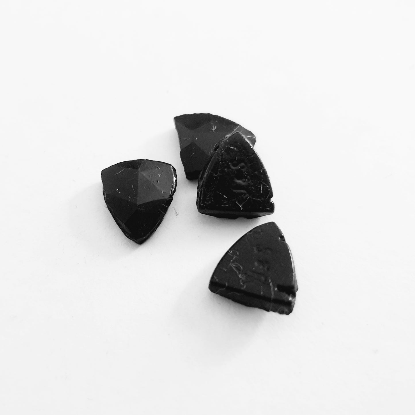 French Jet Flat Stone Two Holed Shield 10x10mm