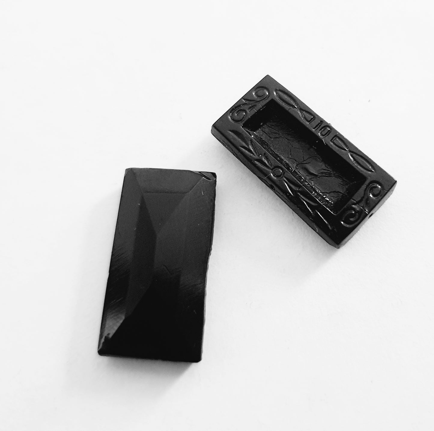 French Jet Flat Stone Rectangle 22x10mm