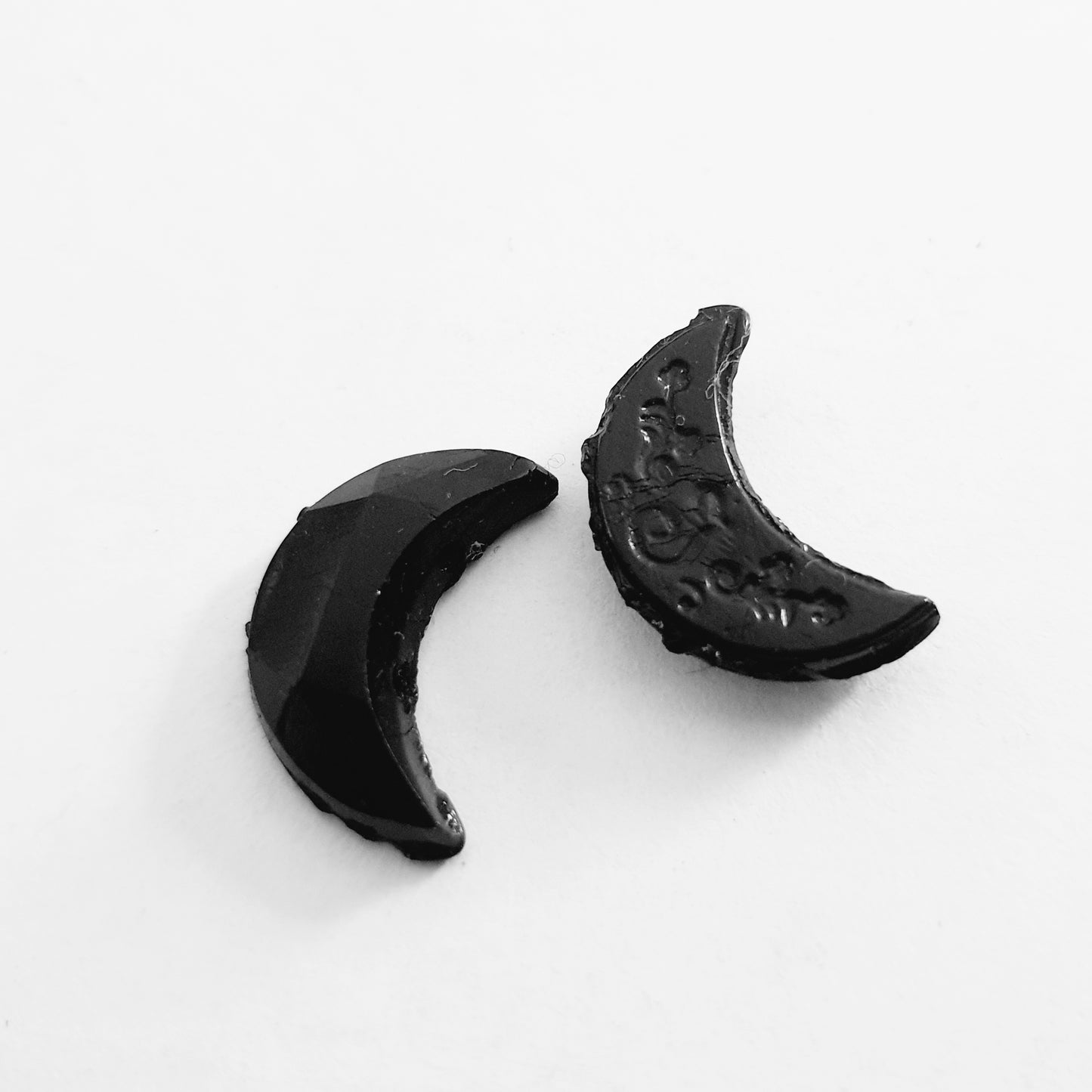 French Jet Flat Crescent Stone 2 Hole 18x8mm