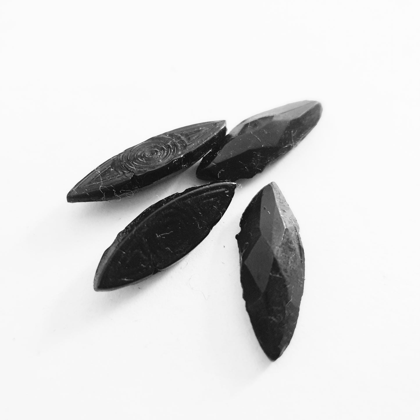 French Jet Flat Elongated Oval 20x7mm