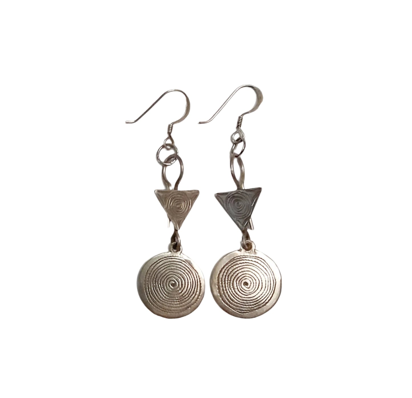 Authentic Moroccan Sterling Silver Engraved Geometric Drop Earrings
