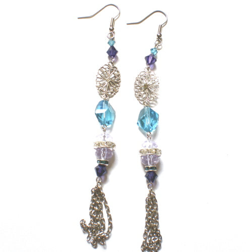 Rhinestone Rondell 5mm Aquamarine Silver Czech Crystal