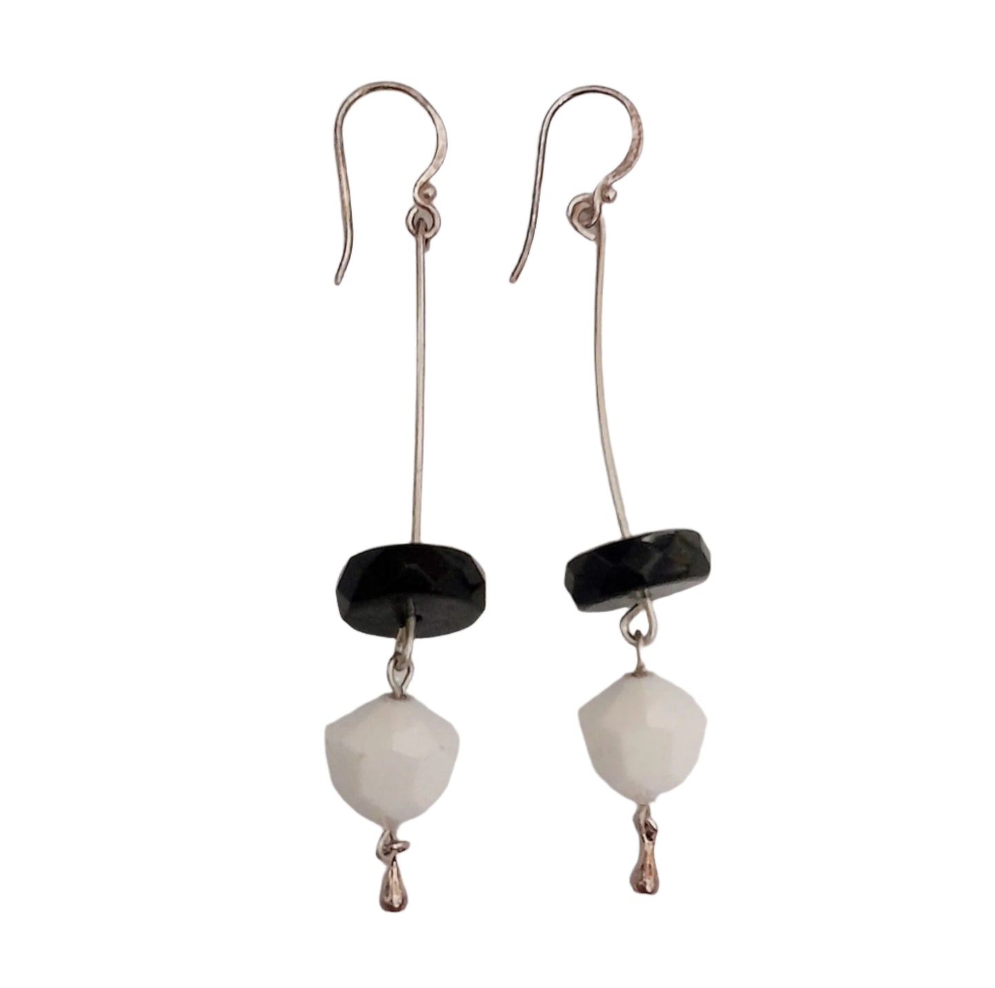 Contemporary Swarovski Crystal and Jet Drop Earrings OOAK