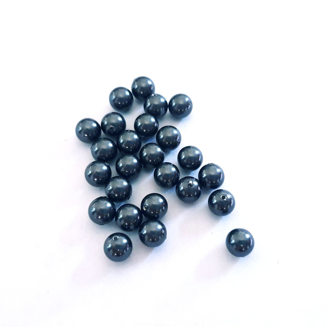 6mm Round Pearl Swarovski Glass Bead Dark Grey