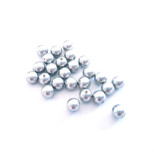 6mm Round Pearl Swarovski Glass Bead Light Grey