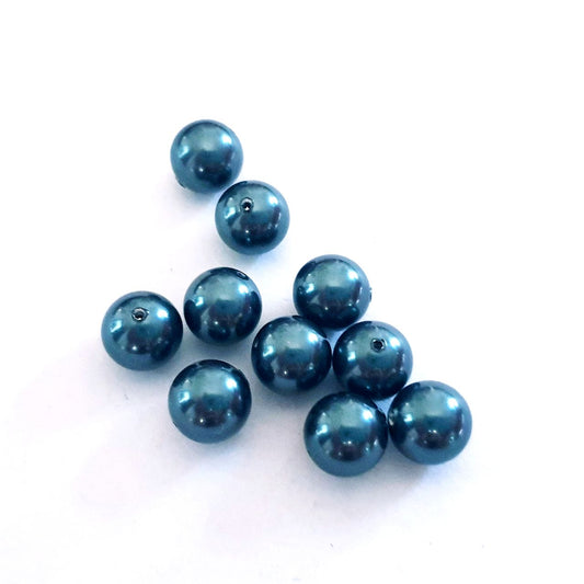 8mm Round Pearl Swarovski Glass Bead Tahitian Green