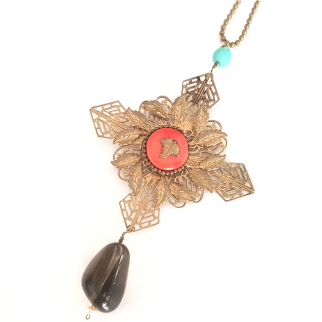 Leaf Sprig Wheel Brass Stamping 45mm