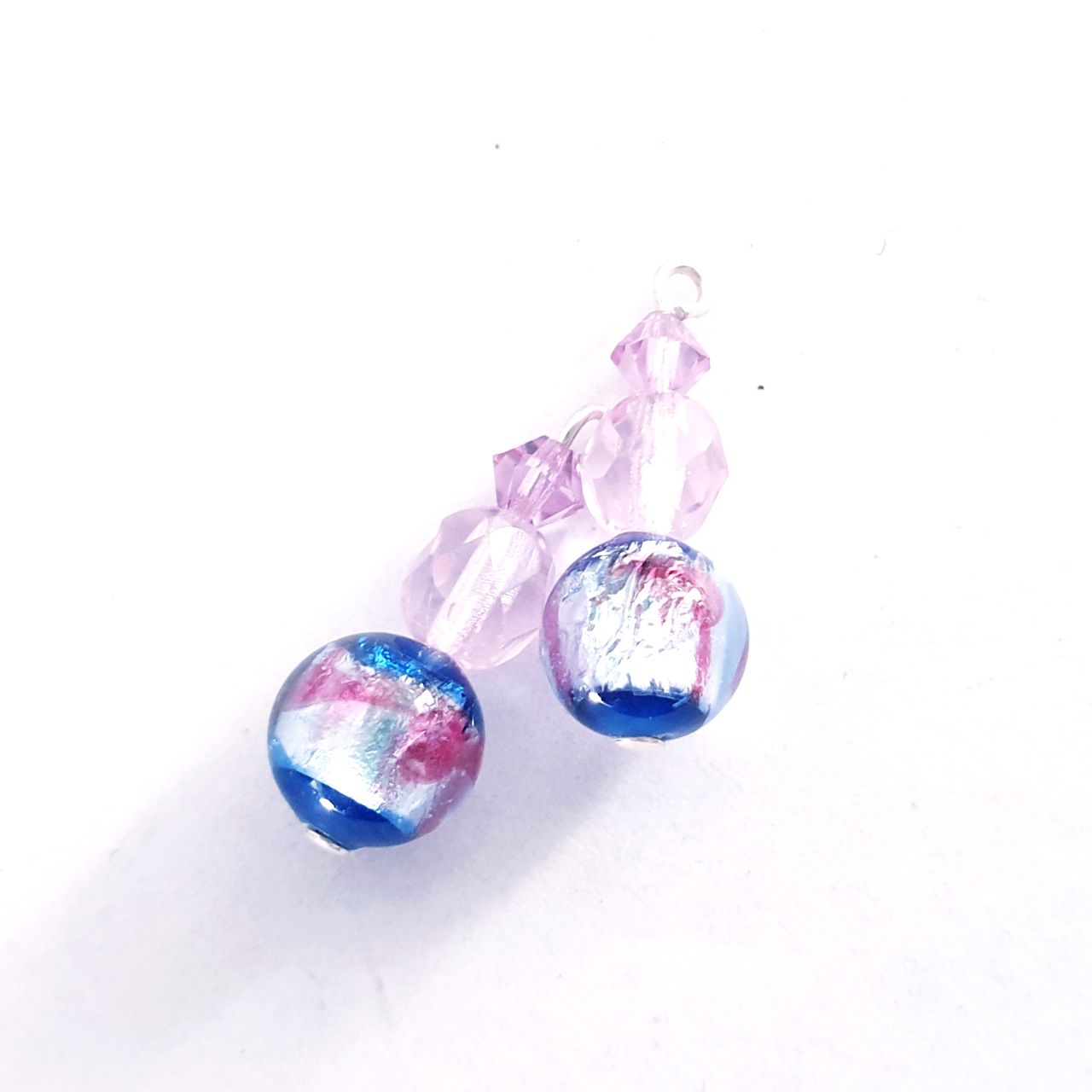 Pretty Vintage Style Handmade Foil Japanese Drops Silver Blue Lilac