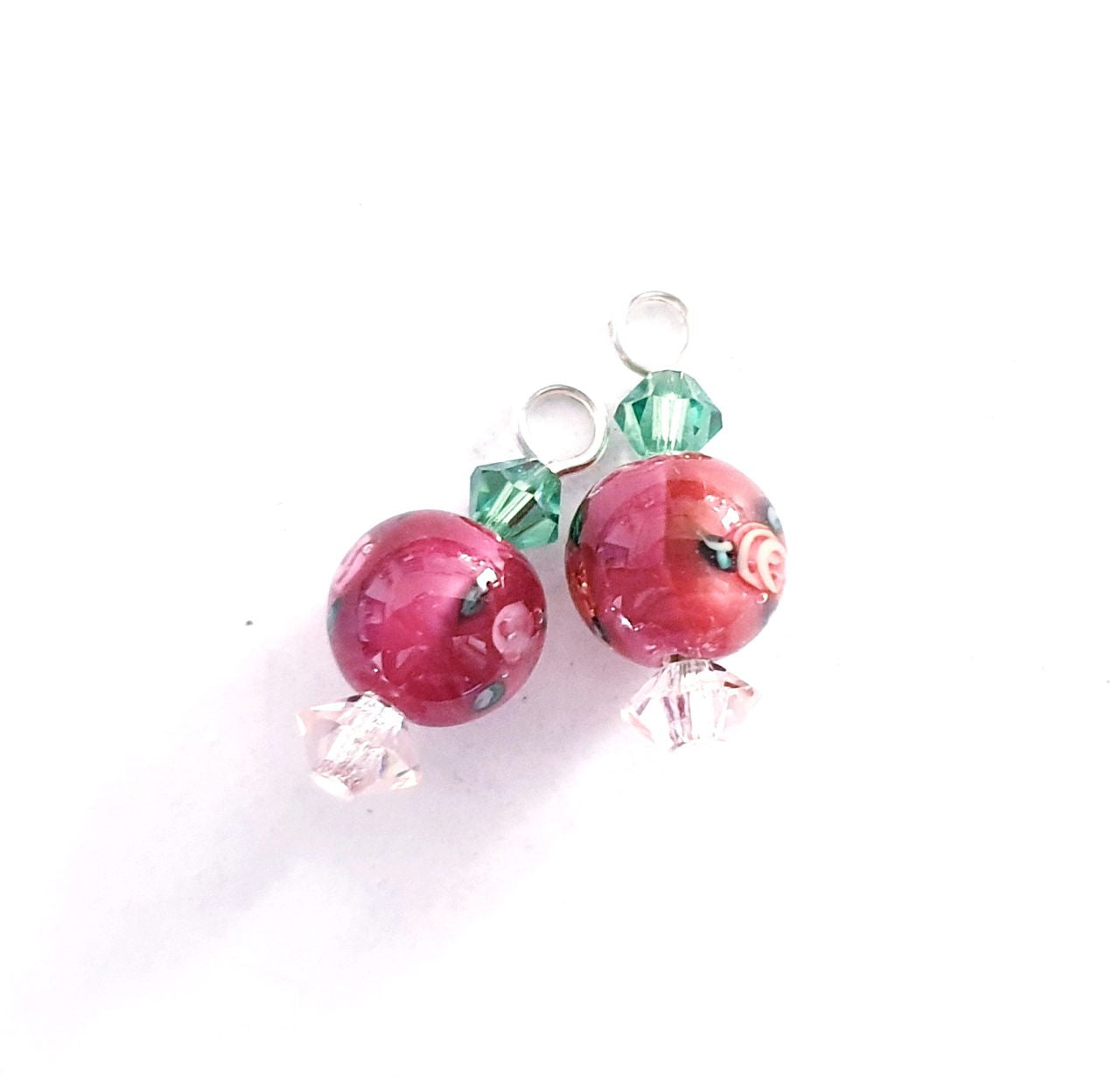 Oriental Beaded Dangle Swarovski Crystal and 8mm Rose Pink