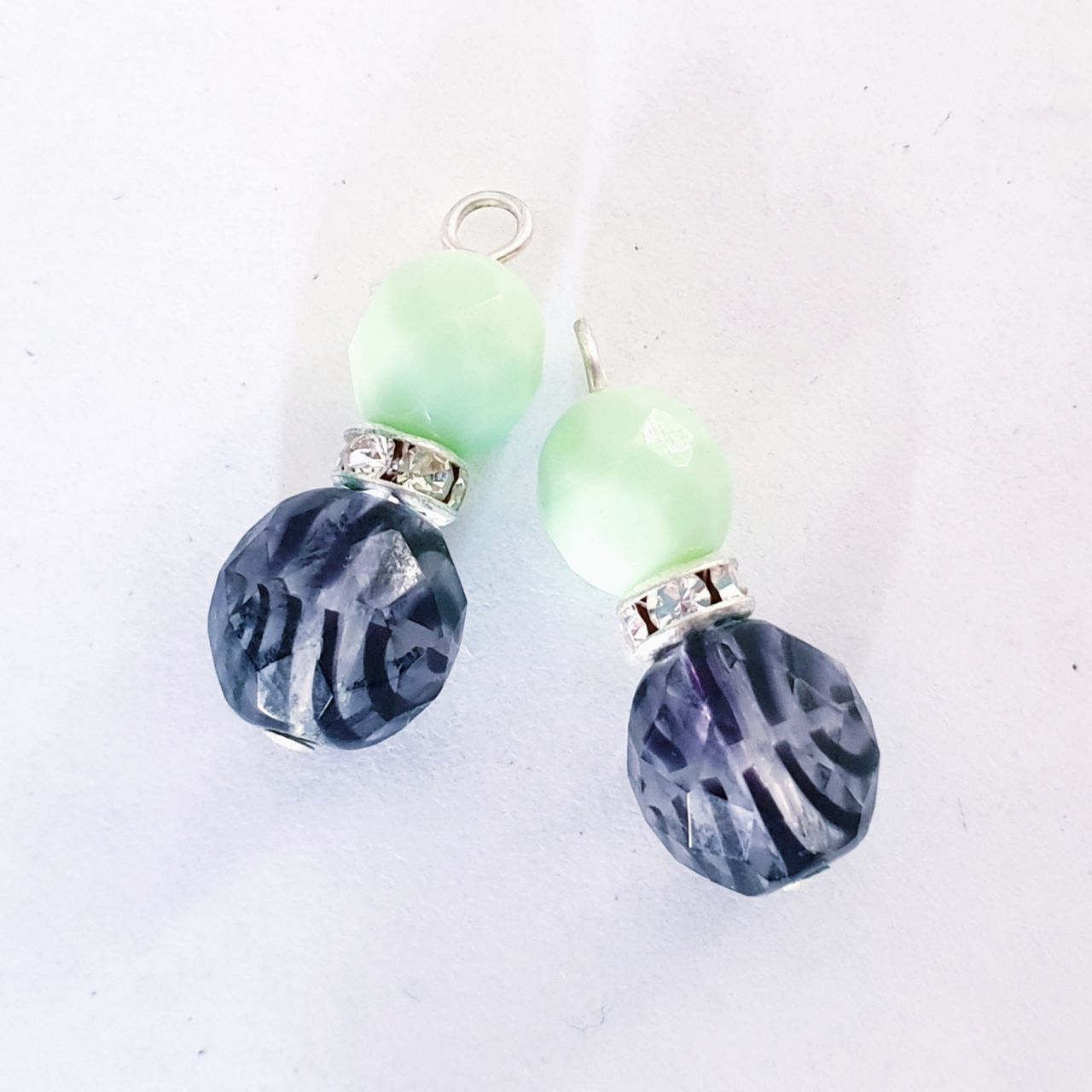 Animal Print Bead Link Crystal Drop Zebra Diamante Silver Opaque Mint