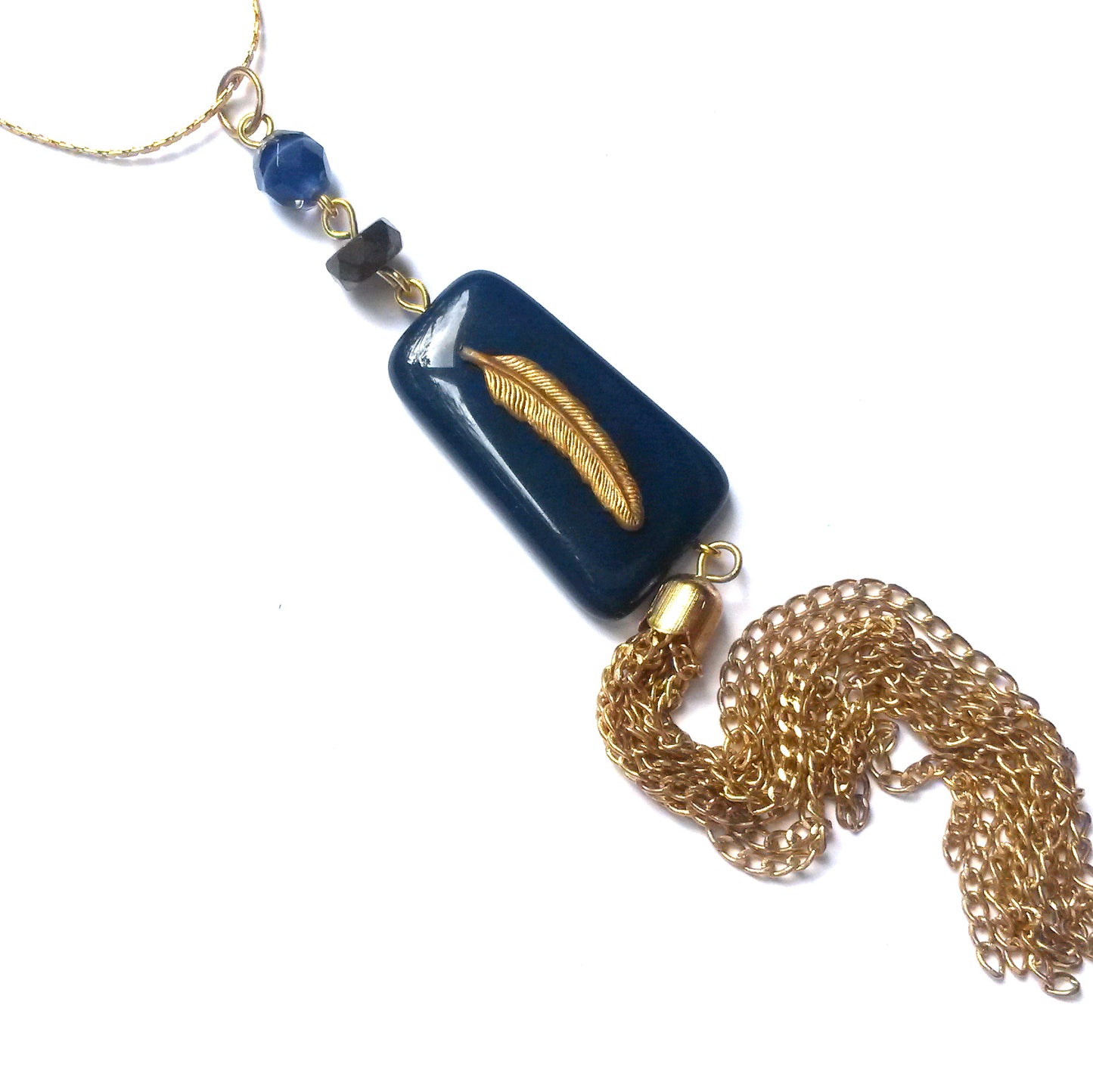 Navy Trapezoid Opaque Mix 35x20mm Czech Glass Bead