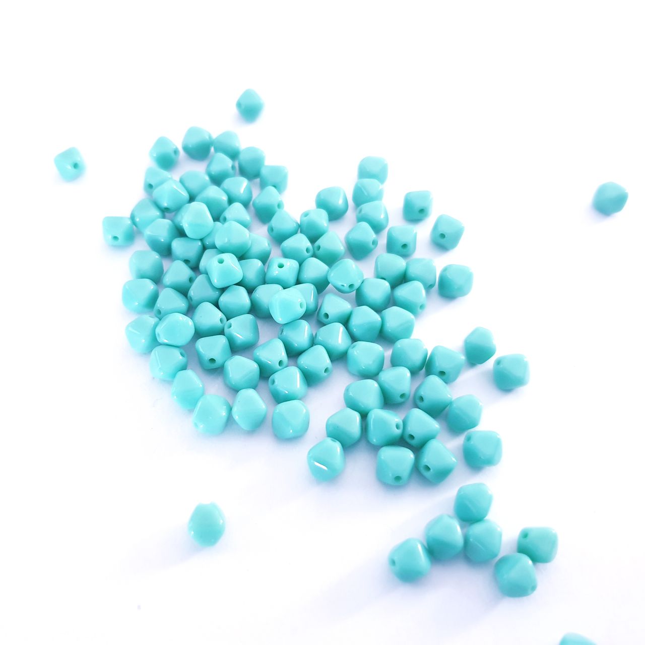 Bicone Turquoise Opaque Czech Glass Bead 6mm