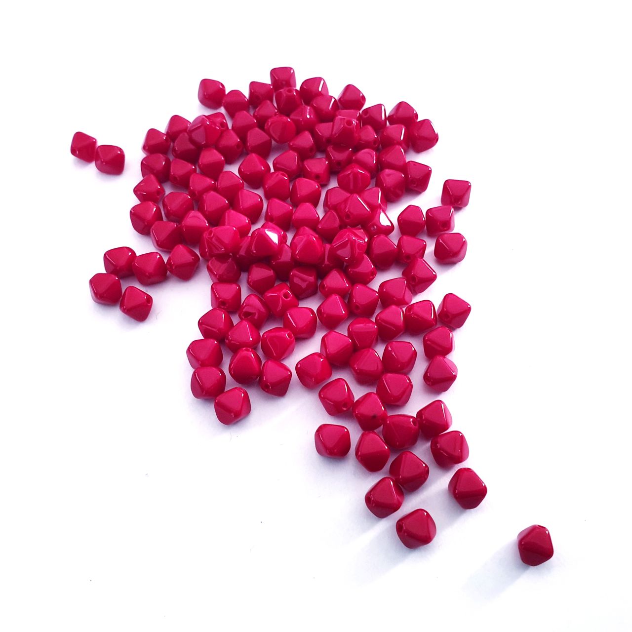 Opaque Bicone Cherry Red Czech Glass Bead 6mm
