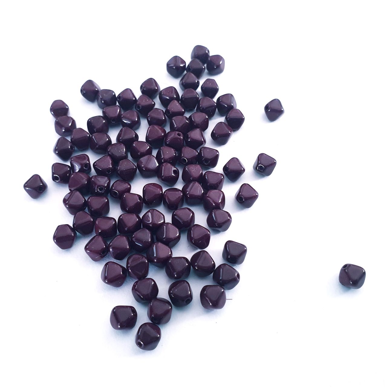 Bicone Chocolate Opaque Czech Glass Bead 6mm